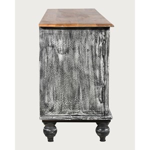 Lotus - meuble tv cérusé en bois massif de manguier 150 cm