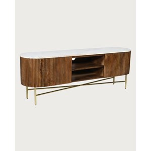 Céline - meuble tv en bois avec plateau marbre 150 cm