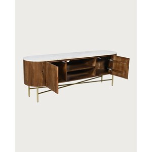 Céline - meuble tv en bois avec plateau marbre 150 cm