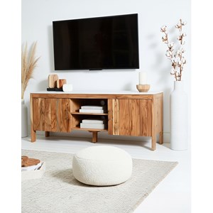 Havena - meuble tv en acacia et marbre blanc