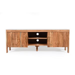 Havena - meuble tv en acacia et marbre blanc