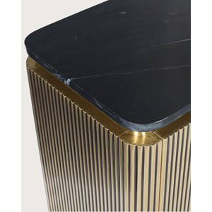 Glory - grand buffet finition laiton vieilli avec plateau en marbre noir 160 cm