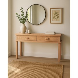 Nara- console en bois avec 2 tiroirs 130 cm