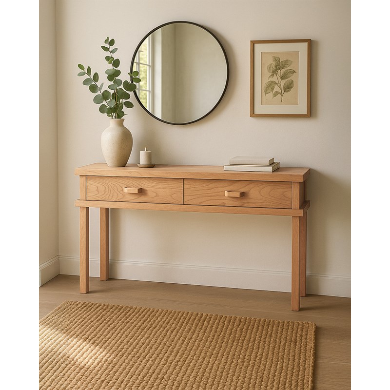Nara- console en bois avec 2 tiroirs 130 cm