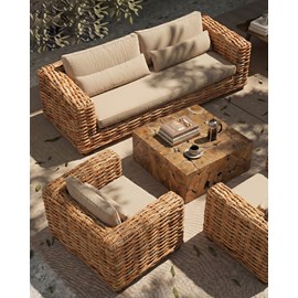 Weaverly - canapé de jardin 3 places en rotin tressé