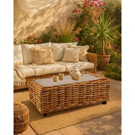 Weaverly - table basse en rotin tressé