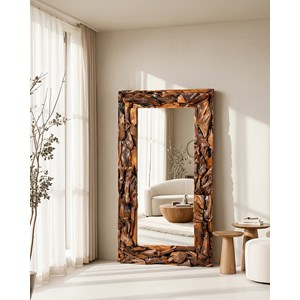 Boima - miroir en bois de teck finition antique