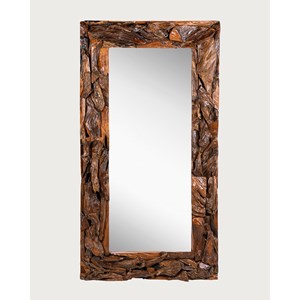 Boima - miroir en bois de teck finition antique