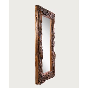 Boima - miroir en bois de teck finition antique