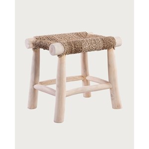 Matra - tabouret en branche de teck et jacinthe d'eau