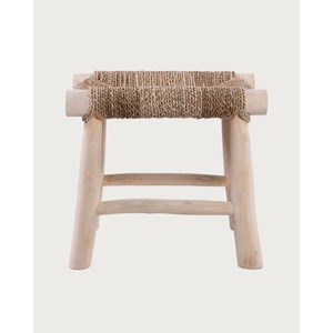 Matra - tabouret en branche de teck et jacinthe d'eau