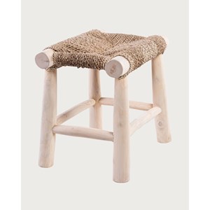 Matra - tabouret en branche de teck et jacinthe d'eau