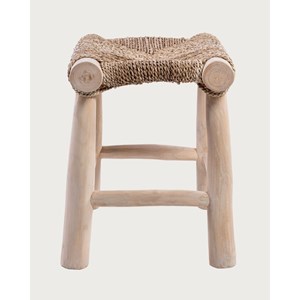 Matra - tabouret en branche de teck et jacinthe d'eau