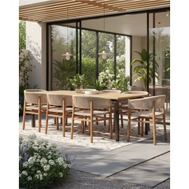 Kanoa - chaise en teck massif et corde beige