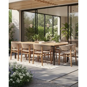 Kanoa - chaise en teck massif et corde beige