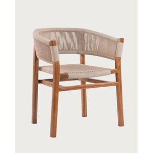 Kanoa - chaise en teck massif et corde beige