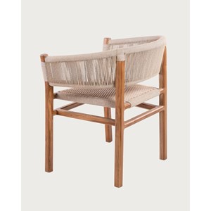 Kanoa - chaise en teck massif et corde beige