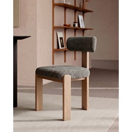 Elani - lot de 2 chaises salle à manger en tissu gris piétement en bois