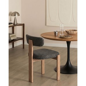 Elani - lot de 2 chaises salle à manger en tissu gris piétement en bois
