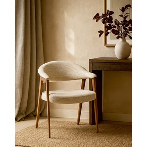 Soria - lot de 2 chaises salle à manger en tissu beige piétement finition bois