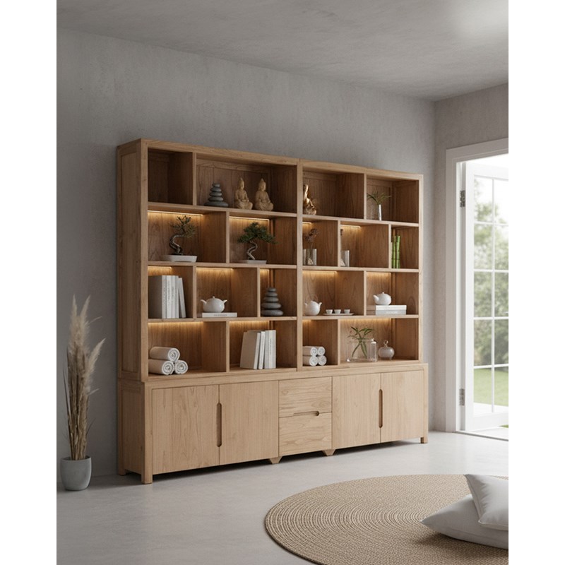 Orlya - grande bibliothèque en bois massif de mindi