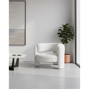 Aéla - fauteuil cocooning en tissu bouclettes beige