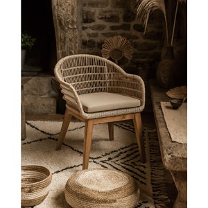 Maelie - lot de 2 chaises maelie en teck massif et corde beige