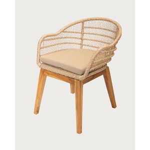 Maelie - lot de 2 chaises maelie en teck massif et corde beige