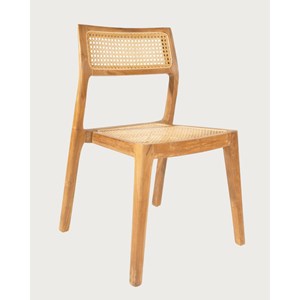 Canopée - lot de 2 chaises salle à manger en bois de teck massif et rotin