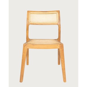 Canopée - lot de 2 chaises salle à manger en bois de teck massif et rotin