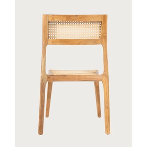 Canopée - lot de 2 chaises salle à manger en bois de teck massif et rotin