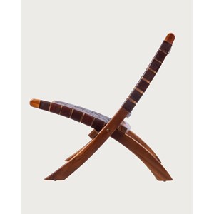 Kenza - fauteuil pliant en teck et en cuir tressé