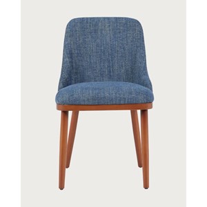 Liro bleu - lot de 2 chaises repas en tissu bleu avec pieds en bois