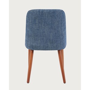 Liro bleu - lot de 2 chaises repas en tissu bleu avec pieds en bois