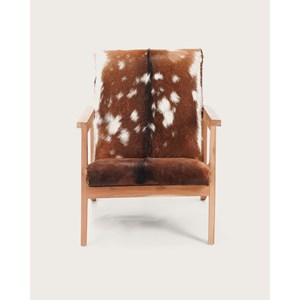 Cow boy -  fauteuil en teck et peau de chèvre
