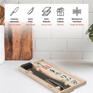 Couteau japonais de cuisine pretty lame damassée manche en bois