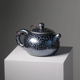 Théière artisanale tenmoku floral