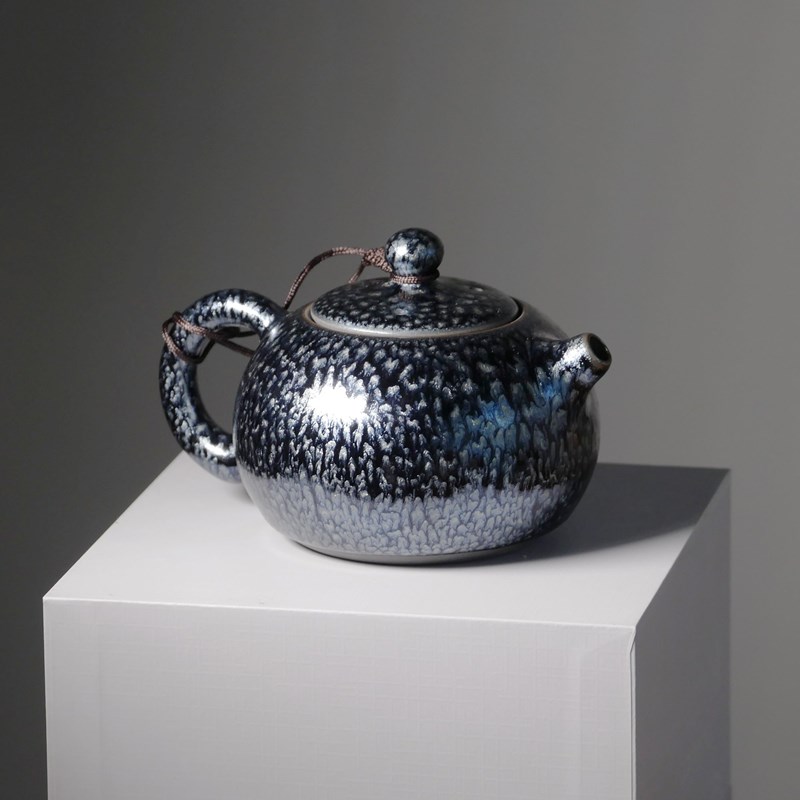 Théière artisanale tenmoku floral