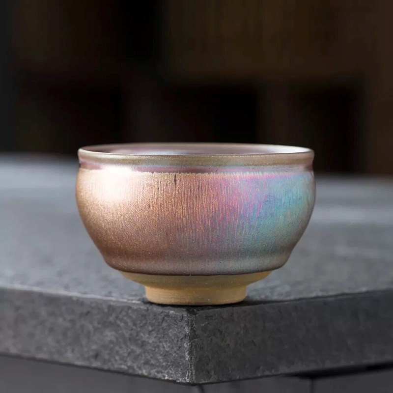 Tasse à thé tenmoku arc en ciel