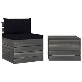 Maison exclusive - salon palette de jardin 2 pcs avec coussins bois de pin massi