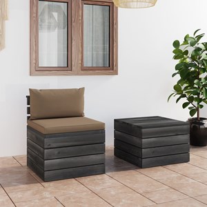 Maison exclusive - salon palette de jardin 2 pcs avec coussins bois de pin massi