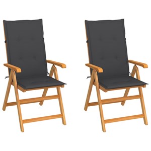 Maison exclusive - chaises de jardin lot de 2 et coussins anthracite bois de tec