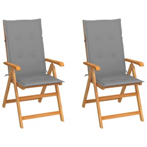 Maison exclusive - chaises de jardin lot de 2 et coussins gris bois de teck mass