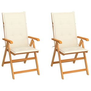 Maison exclusive - chaises de jardin lot de 2 et coussins crème bois teck massif