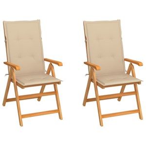 Maison exclusive - chaises de jardin lot de 2 et coussins beige bois teck massif