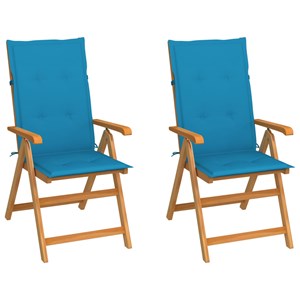 Maison exclusive - chaises de jardin lot de 2 et coussins bleu bois de teck