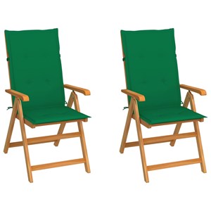 Maison exclusive - chaises de jardin lot de 2 et coussins vert bois de teck mass