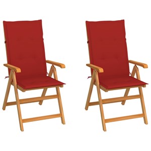 Maison exclusive - chaises de jardin lot de 2 et coussins rouge bois teck massif