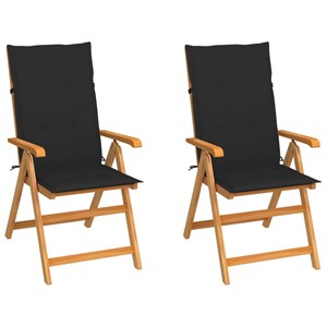 Maison exclusive - chaises de jardin lot de 2 et coussins noir bois de teck mass