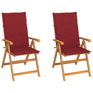 Maison exclusive - chaises de jardin lot de 2 et coussins bordeaux teck massif